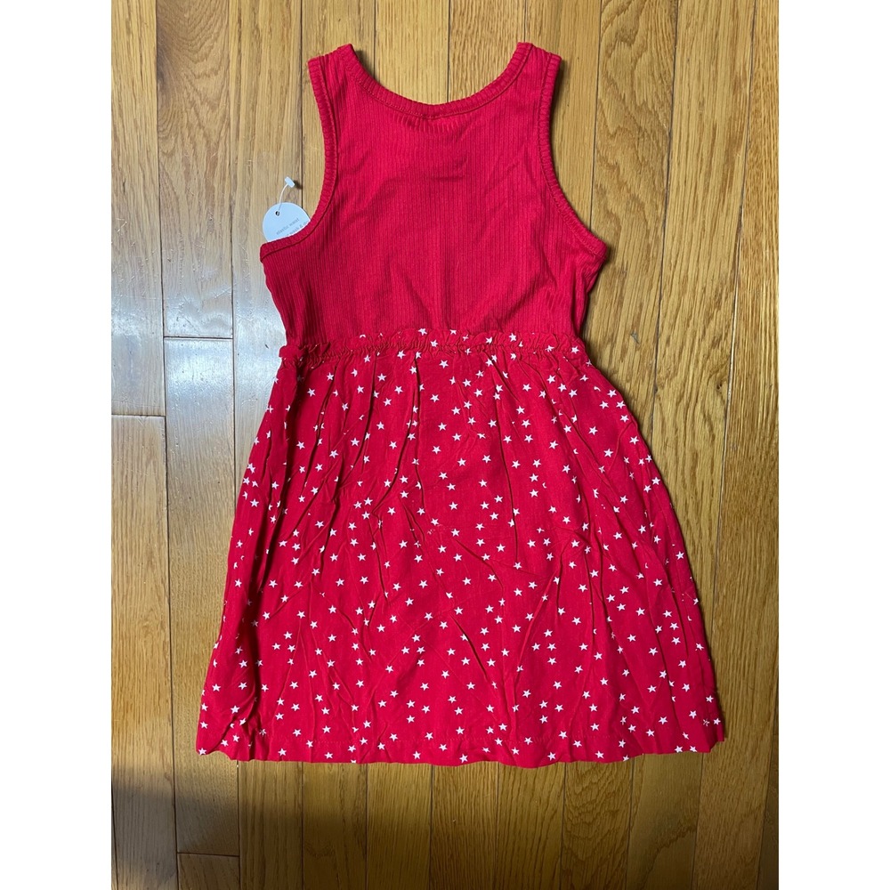 Girls Red Star Print Ribbed Sleeveless Dress Size 4T NWT patriotic/ July 4th - Picture 6 of 6